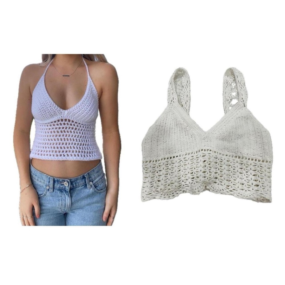 White Crochet Halter Top